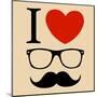 Print I Love Hipster Glasses And Mustaches-mvasya-Mounted Art Print