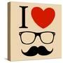 Print I Love Hipster Glasses And Mustaches-mvasya-Stretched Canvas