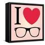 Print I Love Sunglasses Vector Illustration-mvasya-Framed Stretched Canvas