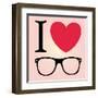 Print I Love Sunglasses Vector Illustration-mvasya-Framed Art Print