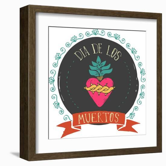 Print - Mexican Heart, Day of the Dead Poster-Marish-Framed Art Print