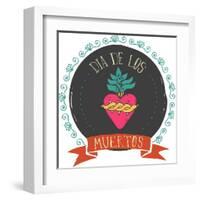 Print - Mexican Heart, Day of the Dead Poster-Marish-Framed Art Print