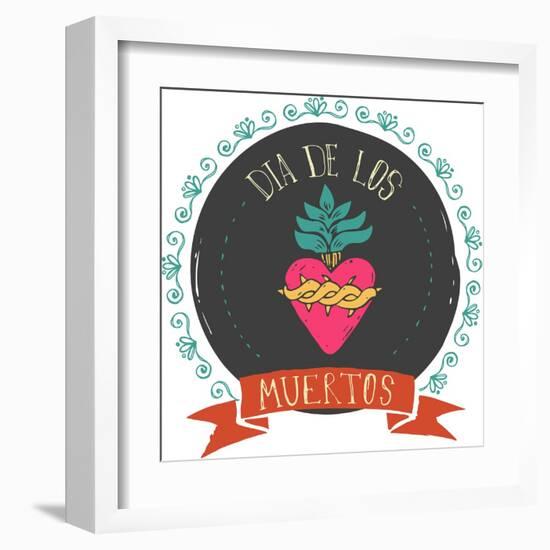 Print - Mexican Heart, Day of the Dead Poster-Marish-Framed Art Print