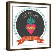 Print - Mexican Heart, Day of the Dead Poster-Marish-Framed Premium Giclee Print