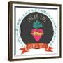 Print - Mexican Heart, Day of the Dead Poster-Marish-Framed Premium Giclee Print