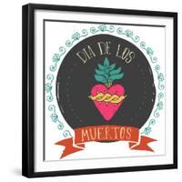 Print - Mexican Heart, Day of the Dead Poster-Marish-Framed Premium Giclee Print