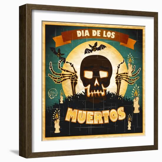 Print - Mexican Sugar Skull, Day of the Dead Poster Art-RRA79-Framed Art Print
