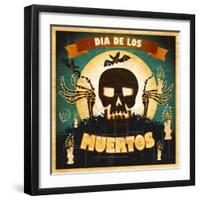 Print - Mexican Sugar Skull, Day of the Dead Poster Art-RRA79-Framed Art Print