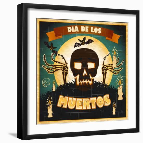 Print - Mexican Sugar Skull, Day of the Dead Poster Art-RRA79-Framed Art Print