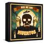 Print - Mexican Sugar Skull, Day of the Dead Poster Art-RRA79-Framed Stretched Canvas