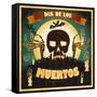 Print - Mexican Sugar Skull, Day of the Dead Poster Art-RRA79-Framed Stretched Canvas