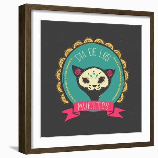 Print - Mexican Sugar Skull, Day of the Dead Poster-Marish-Framed Art Print