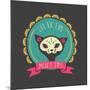 Print - Mexican Sugar Skull, Day of the Dead Poster-Marish-Mounted Art Print