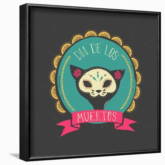 Print - Mexican Sugar Skull, Day of the Dead Poster-Marish-Framed Art Print