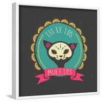 Print - Mexican Sugar Skull, Day of the Dead Poster-Marish-Framed Art Print