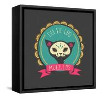 Print - Mexican Sugar Skull, Day of the Dead Poster-Marish-Framed Stretched Canvas