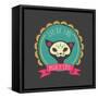 Print - Mexican Sugar Skull, Day of the Dead Poster-Marish-Framed Stretched Canvas