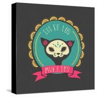 Print - Mexican Sugar Skull, Day of the Dead Poster-Marish-Stretched Canvas