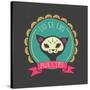 Print - Mexican Sugar Skull, Day of the Dead Poster-Marish-Stretched Canvas