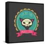 Print - Mexican Sugar Skull, Day of the Dead Poster-Marish-Framed Stretched Canvas