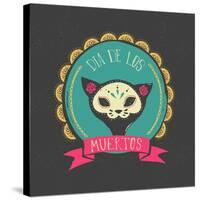 Print - Mexican Sugar Skull, Day of the Dead Poster-Marish-Stretched Canvas