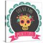 Print - Mexican Sugar Skull, Day of the Dead Poster-Marish-Stretched Canvas