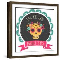 Print - Mexican Sugar Skull, Day of the Dead Poster-Marish-Framed Art Print