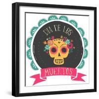 Print - Mexican Sugar Skull, Day of the Dead Poster-Marish-Framed Art Print