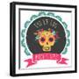 Print - Mexican Sugar Skull, Day of the Dead Poster-Marish-Framed Art Print