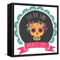 Print - Mexican Sugar Skull, Day of the Dead Poster-Marish-Framed Stretched Canvas