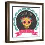 Print - Mexican Sugar Skull, Day of the Dead Poster-Marish-Framed Art Print