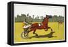 Print of a Trotting Pony Pulling a Racing Cart by Charles Olncelin-Stapleton Collection-Framed Stretched Canvas