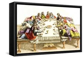Print of Jewish Men Eating Meal-null-Framed Stretched Canvas