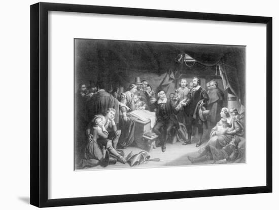 Print of Pilgrim Fathers Signing Mayflower Compact-null-Framed Giclee Print