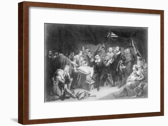 Print of Pilgrim Fathers Signing Mayflower Compact-null-Framed Giclee Print