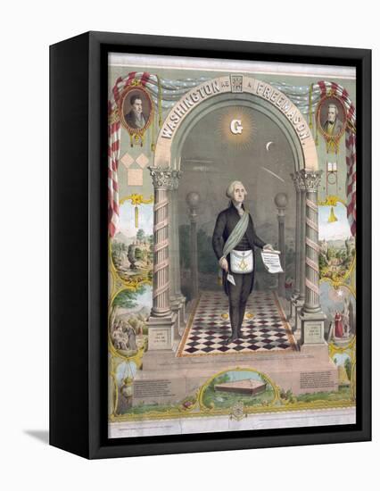 Print of President George Washington Dressed as a Freemason-null-Framed Stretched Canvas