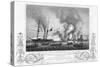 Print of Ships at Battle in Anson's Bay-null-Stretched Canvas