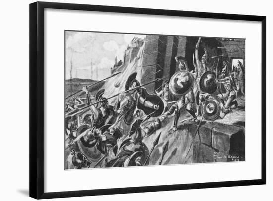 Print of the Spartans Capturing Mount Ithome by John A. Bryan-null-Framed Giclee Print