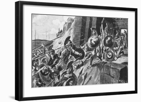 Print of the Spartans Capturing Mount Ithome by John A. Bryan-null-Framed Giclee Print