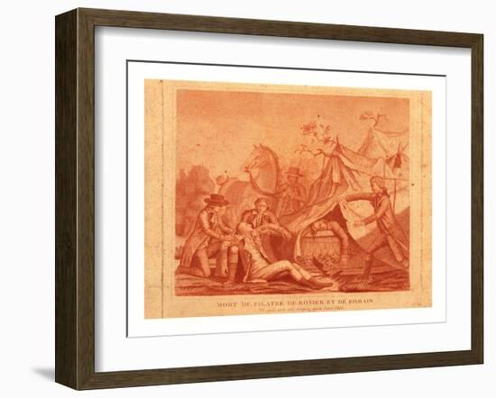 Print Shows the Death of Balloonists Jean-François Pilatre De Rozier and Jules Romain When their Ro-null-Framed Giclee Print