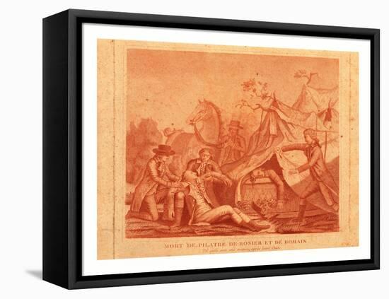 Print Shows the Death of Balloonists Jean-François Pilatre De Rozier and Jules Romain When their Ro-null-Framed Stretched Canvas