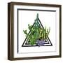 Print with Cactuses and Succulents Set. Plants of Desert.-incomible-Framed Art Print