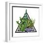 Print with Cactuses and Succulents Set. Plants of Desert.-incomible-Framed Art Print