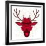 Print With Deer In Hipster Style-incomible-Framed Art Print