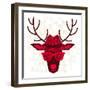 Print With Deer In Hipster Style-incomible-Framed Art Print