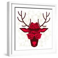 Print With Deer In Hipster Style-incomible-Framed Art Print