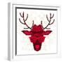 Print With Deer In Hipster Style-incomible-Framed Art Print