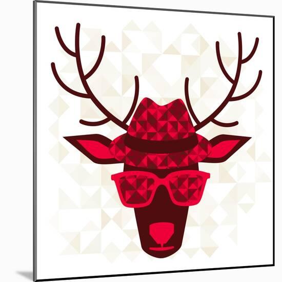 Print With Deer In Hipster Style-incomible-Mounted Art Print