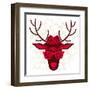 Print With Deer In Hipster Style-incomible-Framed Art Print