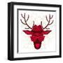 Print With Deer In Hipster Style-incomible-Framed Art Print